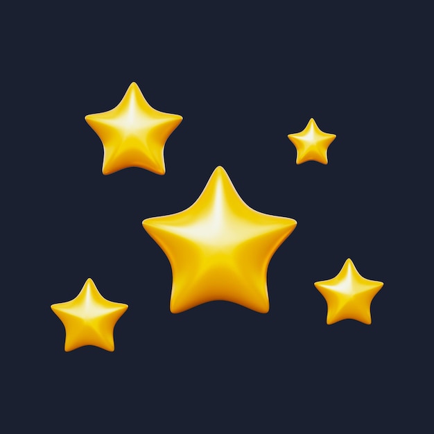 Set of Sparkling Star 3D Icons Pack