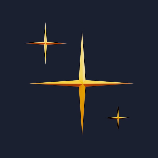 Set of Sparkling Star 3D Icons Pack