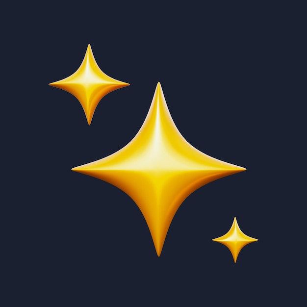 Set of Sparkling Star 3D Icons Pack