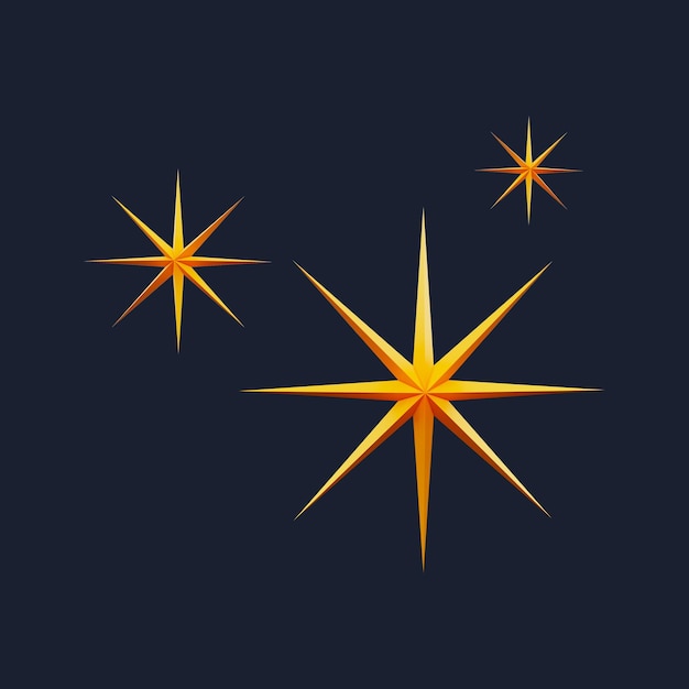 PSD set of sparkling star 3d icons pack