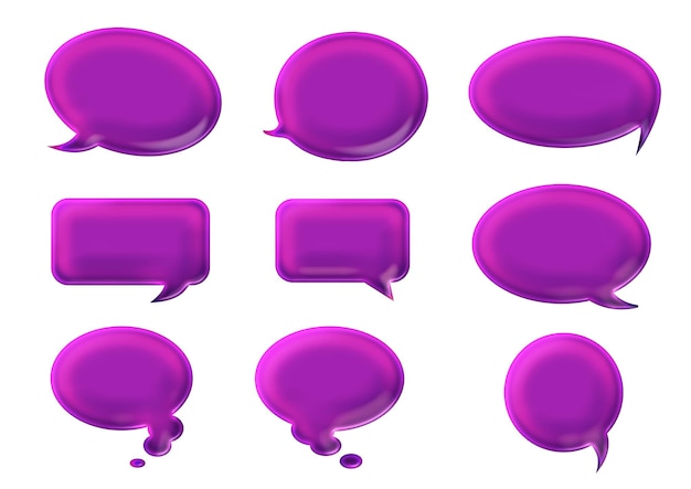 A set of speech bubbles with purple and pink.