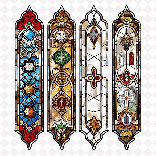 PSD a set of stained glass windows with different colors and different designs