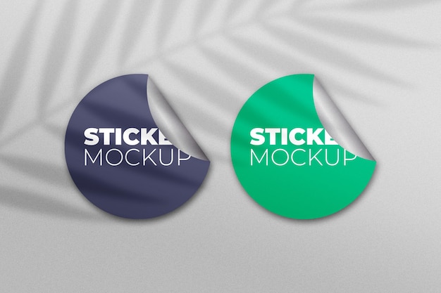 Set of stickers mockup with shadow