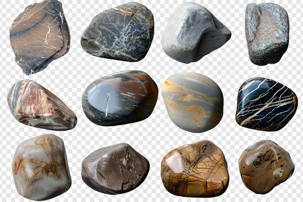 PSD set of stones isolated on transparent backgroundisolated on transparent background