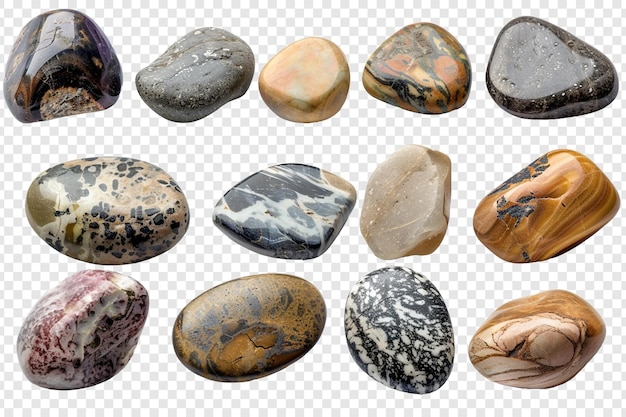 PSD set of stones isolated on transparent backgroundisolated on transparent background