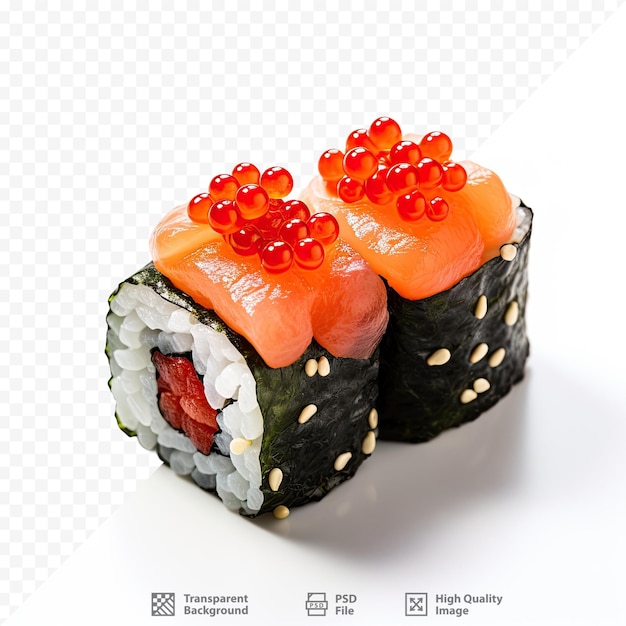 a set of sushi with a piece of sushi on it.