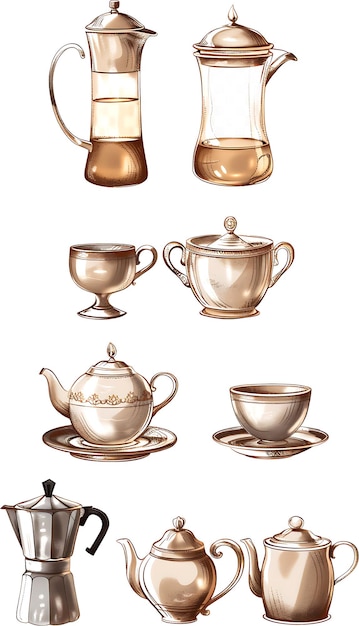 a set of teacups with a design on the top