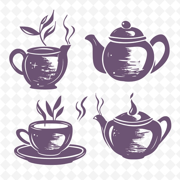 a set of teapots with a pot and a pot of tea