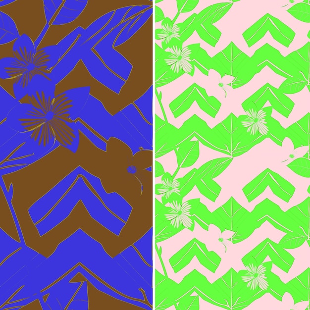 a set of three different colored backgrounds with a blue flower on the left