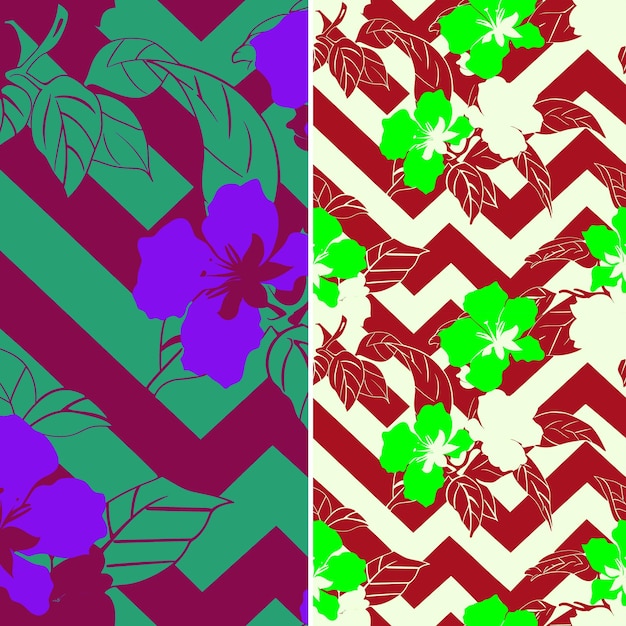 a set of three different colored backgrounds with flowers and leaves