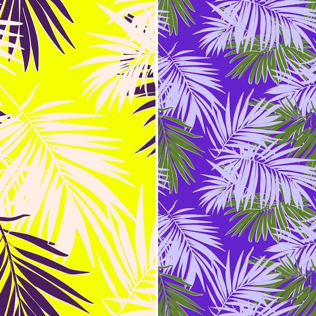 a set of three different colored palm trees