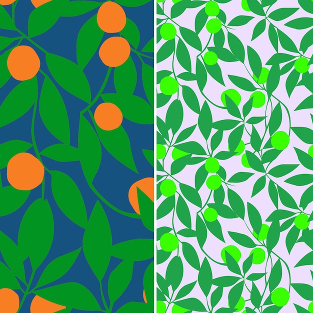 a set of three different images of oranges and leaves