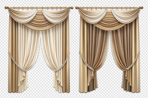 a set of three gold curtains with the words  curtains  on the bottom