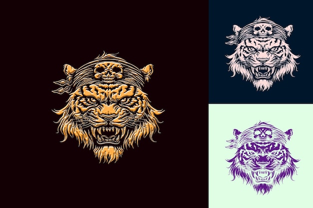 PSD a set of three images of a tiger and the wolf on the right