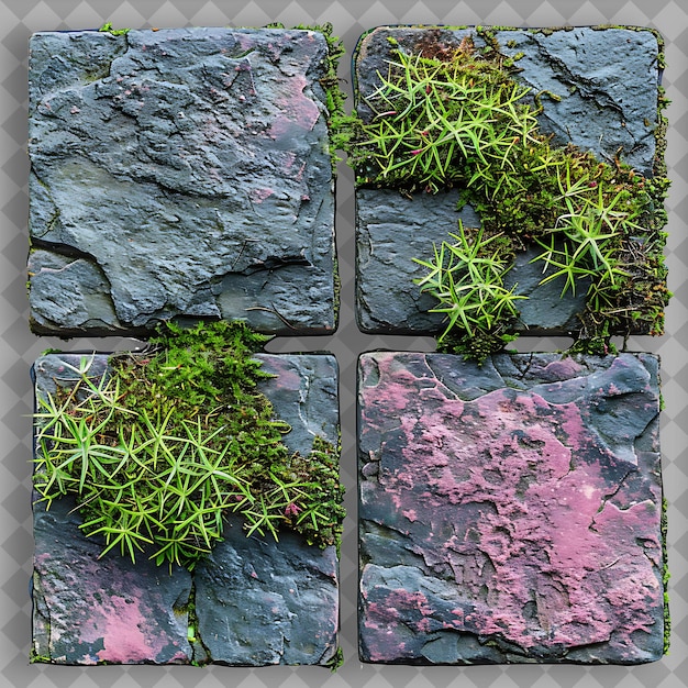 PSD a set of tiles with moss and moss on them