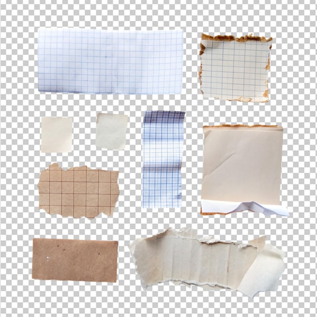 PSD set of torn paper tear on transparent background