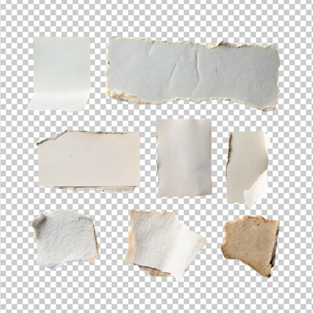 PSD set of torn paper tear on transparent background