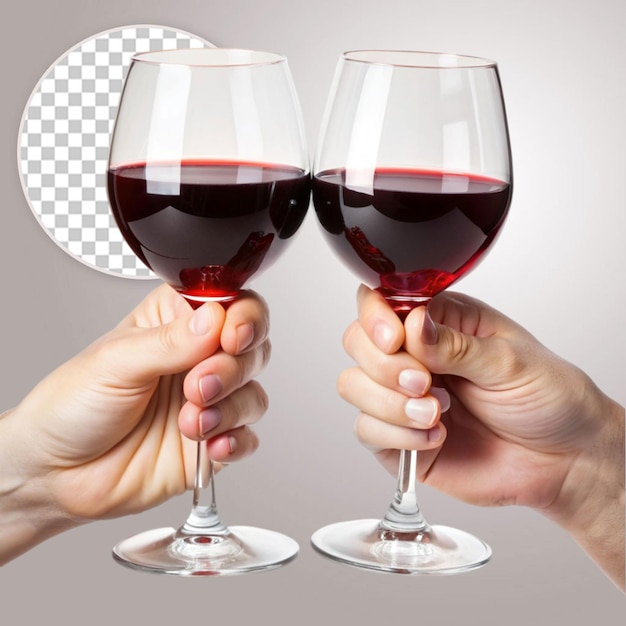 PSD set transparent glasses with white and red wine on transparent background