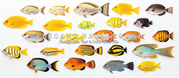 PSD set of tropical fish