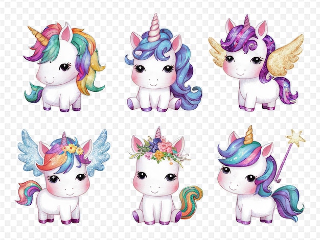 PSD a set of unicorns with the words unicorns on them