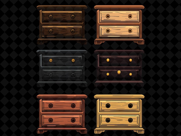 a set of vintage wooden drawers with the knobs on the bottom