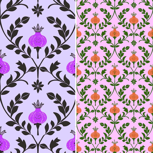 a set of wallpapers with flowers and leaves