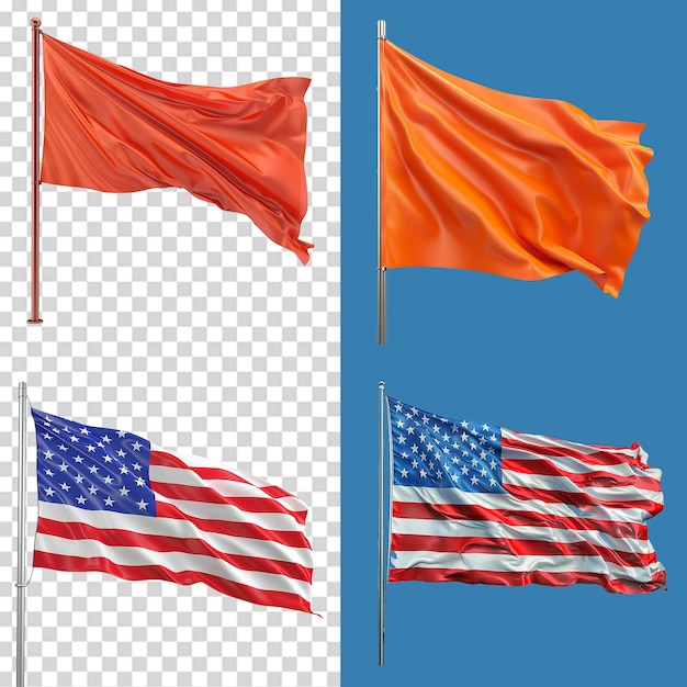 PSD a set of waving flag isolated on transparent background