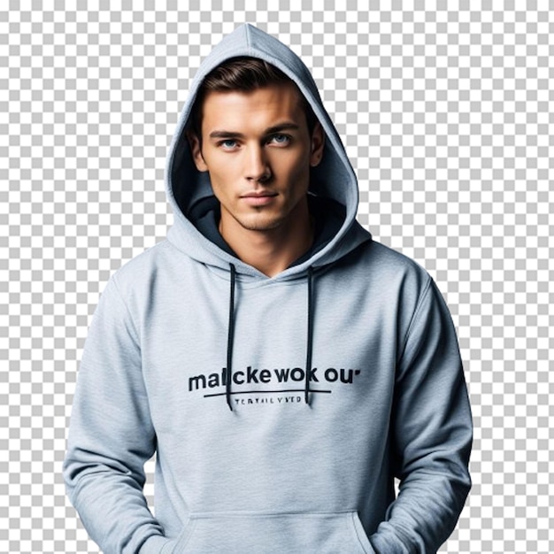 PSD set of white blank hoodies in different angles and positions isolated on a solid background