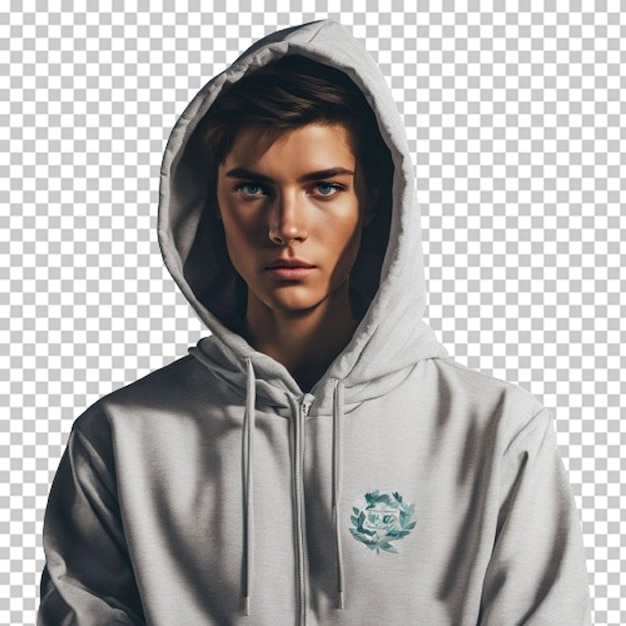 PSD set of white blank hoodies in different angles and positions isolated on a solid background