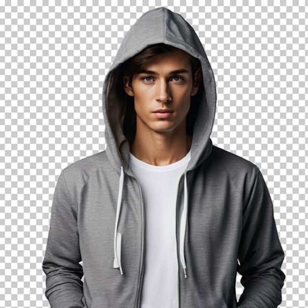 PSD set of white blank hoodies in different angles and positions isolated on a solid background