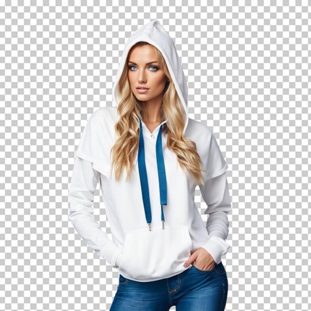 PSD set of white blank hoodies in different angles and positions isolated on a solid background