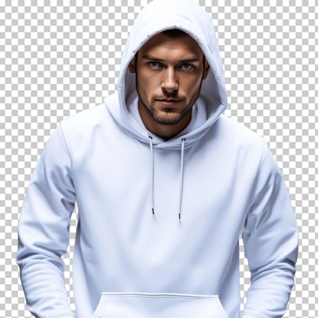 PSD set of white blank hoodies in different angles and positions isolated on a solid background