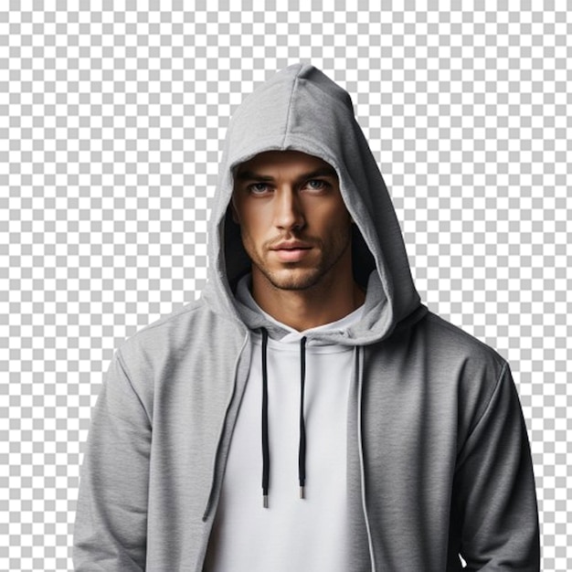 Set of white blank hoodies in different angles and positions isolated on a solid background