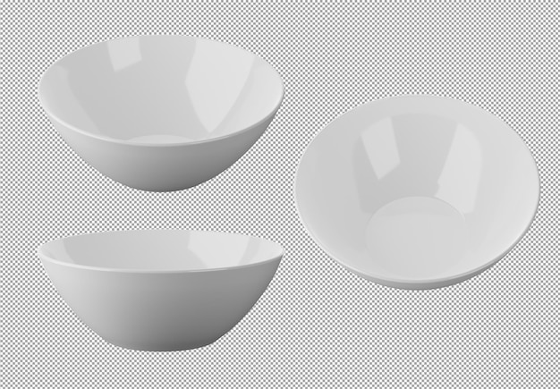 Set of white bolw isolated on alpha background 3D Render