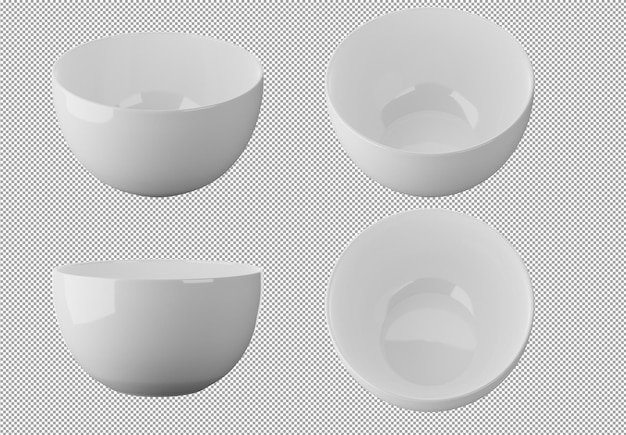 Set of white bolw isolated on alpha background 3D Render