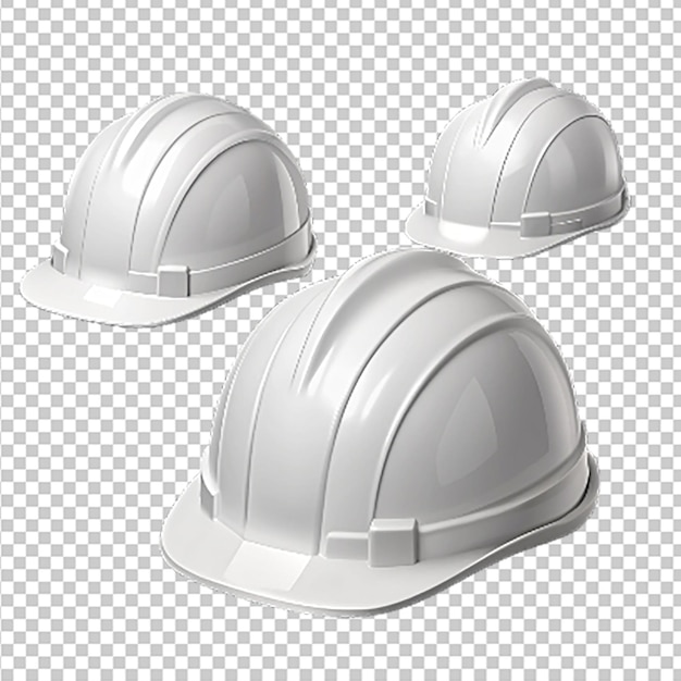 PSD set of white hard hat safety helmet on transparent