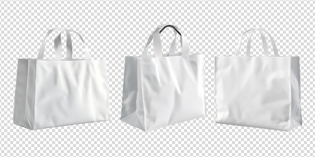 Set of White paper shopping bag