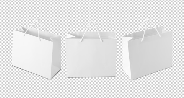 Set of White shopping bag cutout Psd file