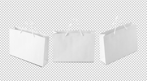 Set of White shopping bag cutout Psd file