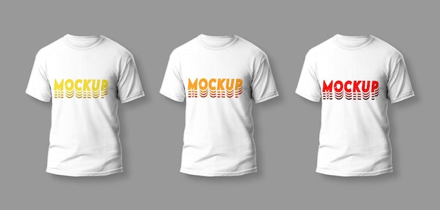 Set of white tshirts mockup