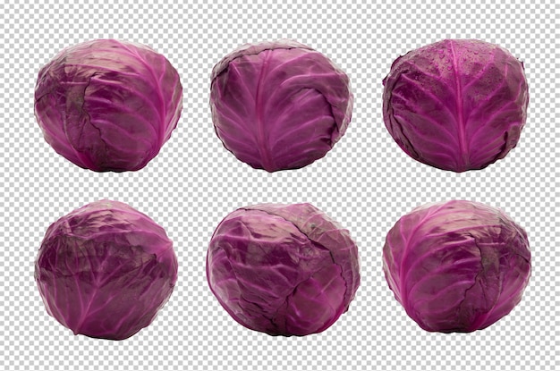 Set of whole red cabbage.