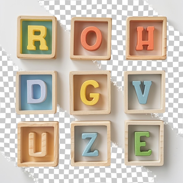 PSD a set of wooden blocks with the word z on them