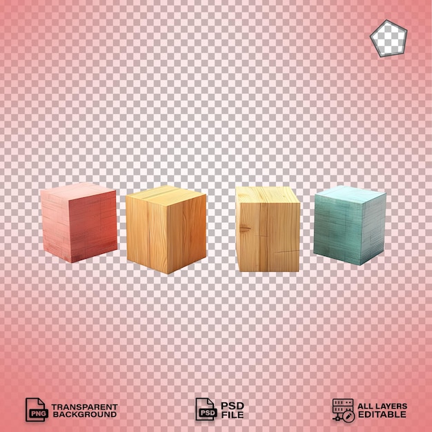 Set of Wooden Building Blocks in Different Shapes for Kids isolated on transparent background