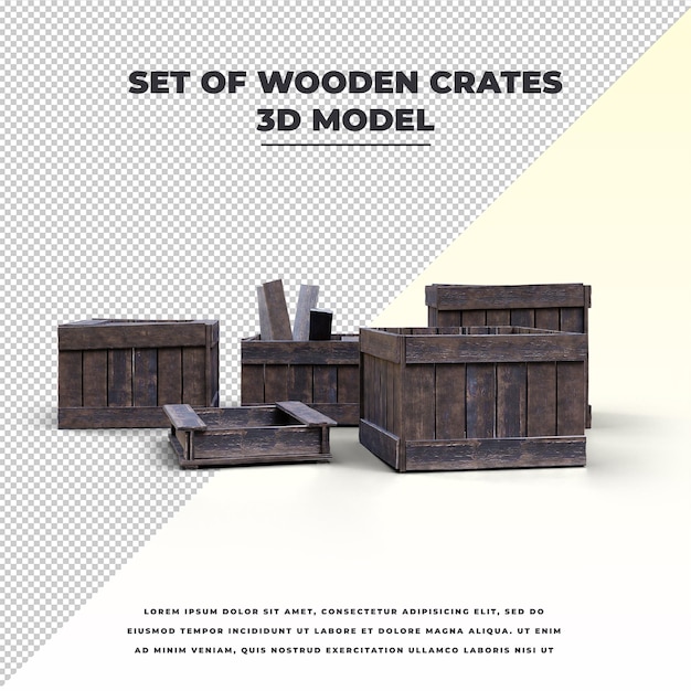 Set of wooden crates