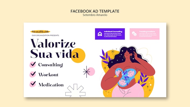 PSD setembro amarelo awareness facebook template