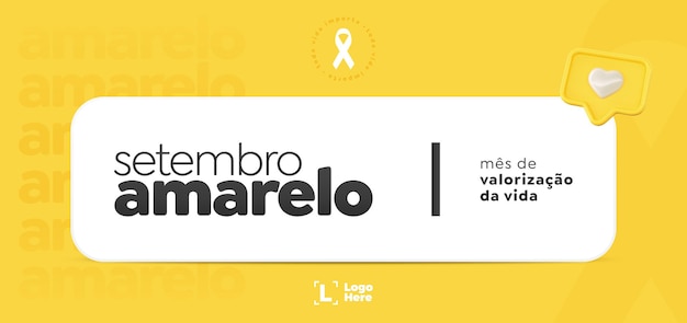 Setembro Amarelo social media banner template in portuguese for brazilian celebration