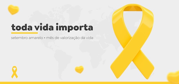 Setembro Amarelo social media banner template in portuguese for brazilian celebration