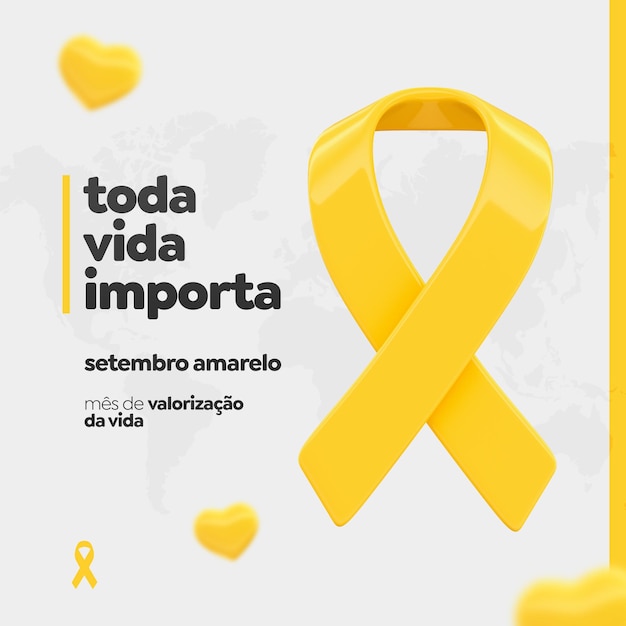 Setembro Amarelo social media template in portuguese for brazilian celebration