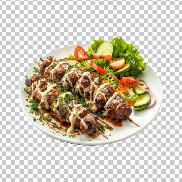 sets of Delicious shish kebab with vegetables on png