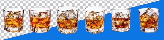 PSD sets of whiskey glass isolate on png